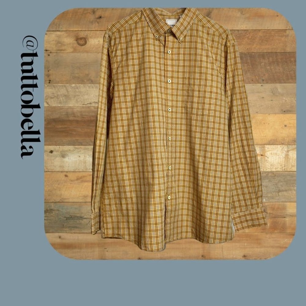 NWOT Rowm Yellow Plaid Button Down Size Large